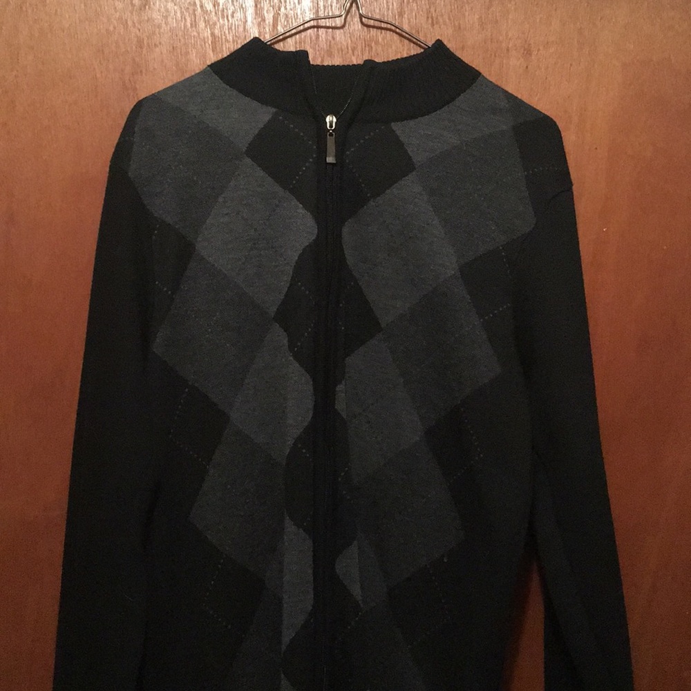 Black zip-up sweater